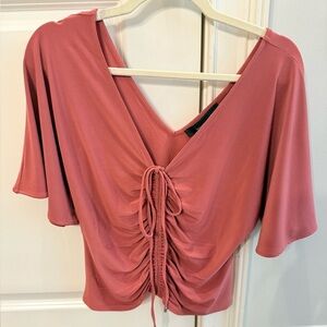 White House Black Market Ruched Top Brick Rose Top Size Small